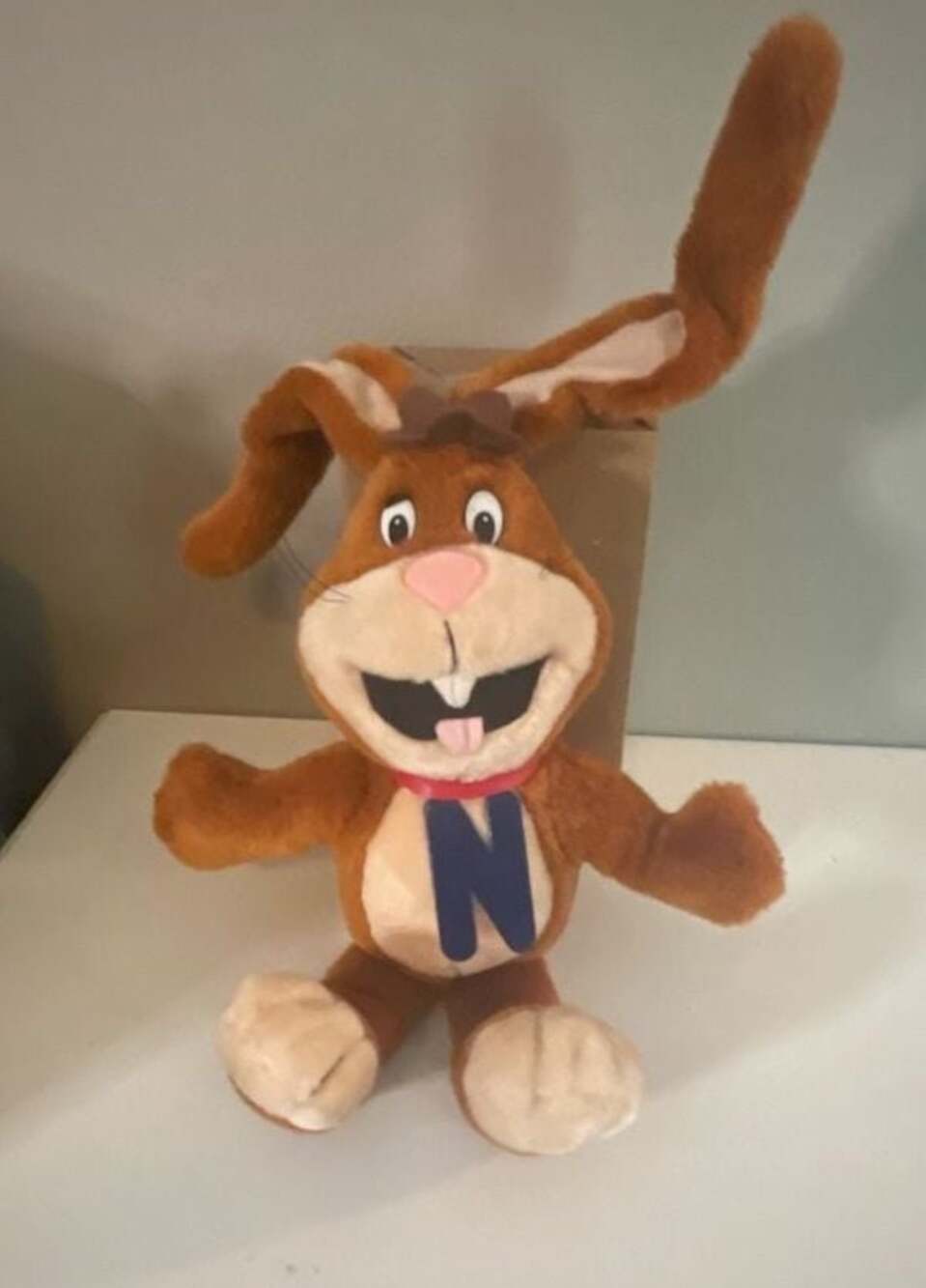 Vintage Nestle Nesquik Quicky Bunny Plush Stuffed Animal Toy with Bendable Ears
